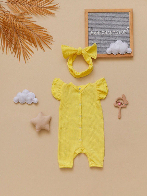 Комбинезон вафелька с крылышками + солоха Лимонный 