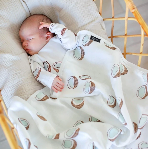 Муслиновое лёгкое одеяло Mjölk Кокосы 80*80 см 