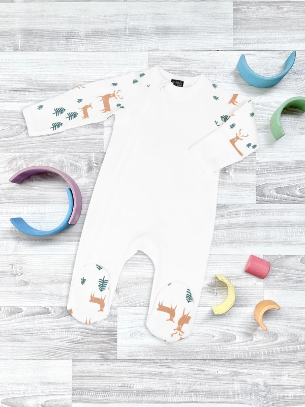 Комбинезон Mjölk Sleep and Play Олени в лесу, с рукавом реглан