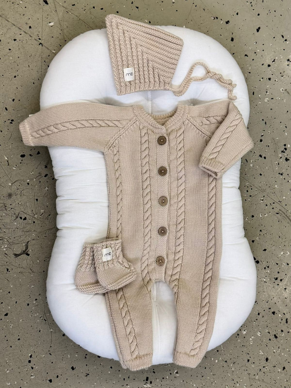 Комплект 3в1 коса (меринос) Бежевый 