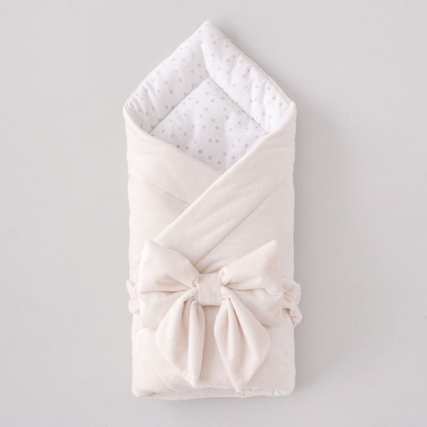 Одеяло на выписку 100х100 "Конфетти" с бантом на резинке зима Молоко 