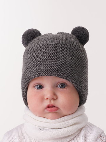 Шапка дет. Зима "Лео" хб подкл, утепл темно-серый 