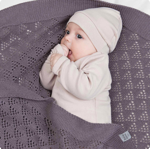 Плед для новорождённых Ажурный Серо-фиолетовый 