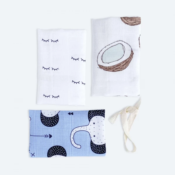 Сет из 3х муслиновых салфеток Mjölk Кокосы 23*23 см 