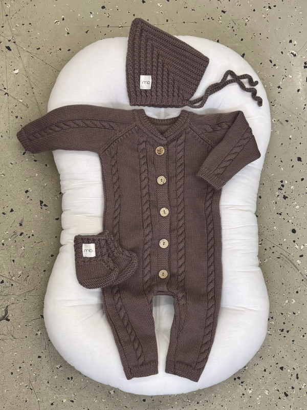 Комплект 3в1 коса (меринос) Кофейный