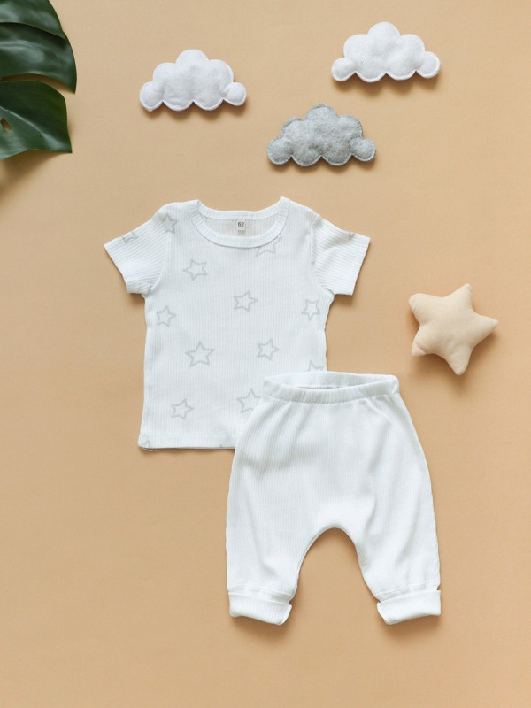 Комплект из 2-х предметов футболка и штанишки  (лапша) Белый 