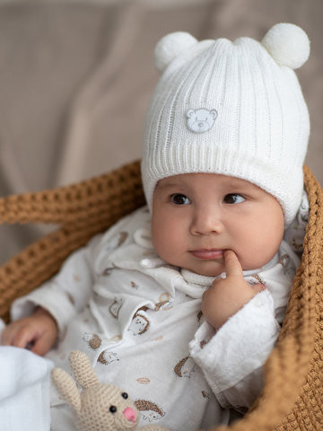Шапка дет. Зима "Гамми" хб подкл, утепл Белый