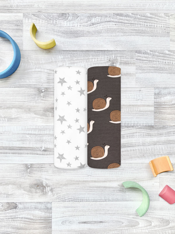 Сет из 2х пелёнок Mjölk Улитки/Звёзды 120*85 см 