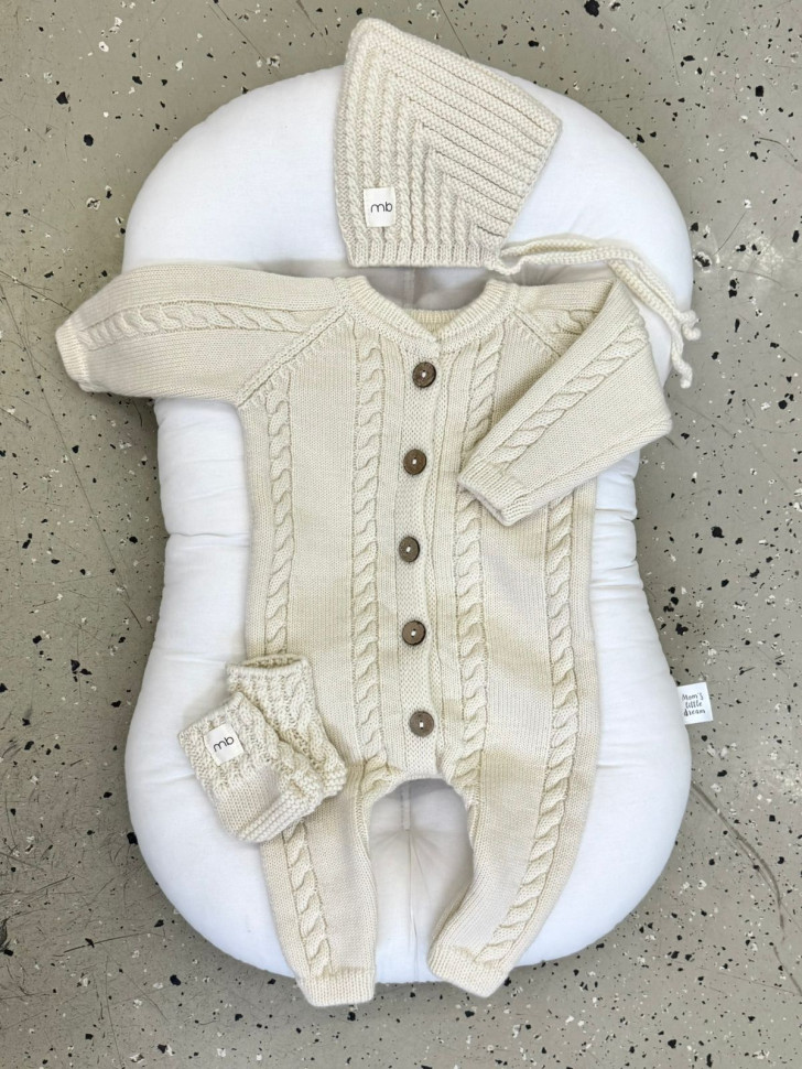 Комплект 3в1 коса (меринос) Молочный