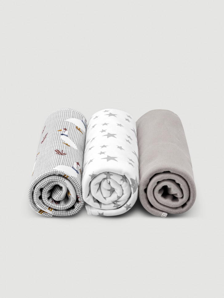 Сет из 3х пелёнок Mjölk Гуси/White Sand/Звёзды 120*85 см 