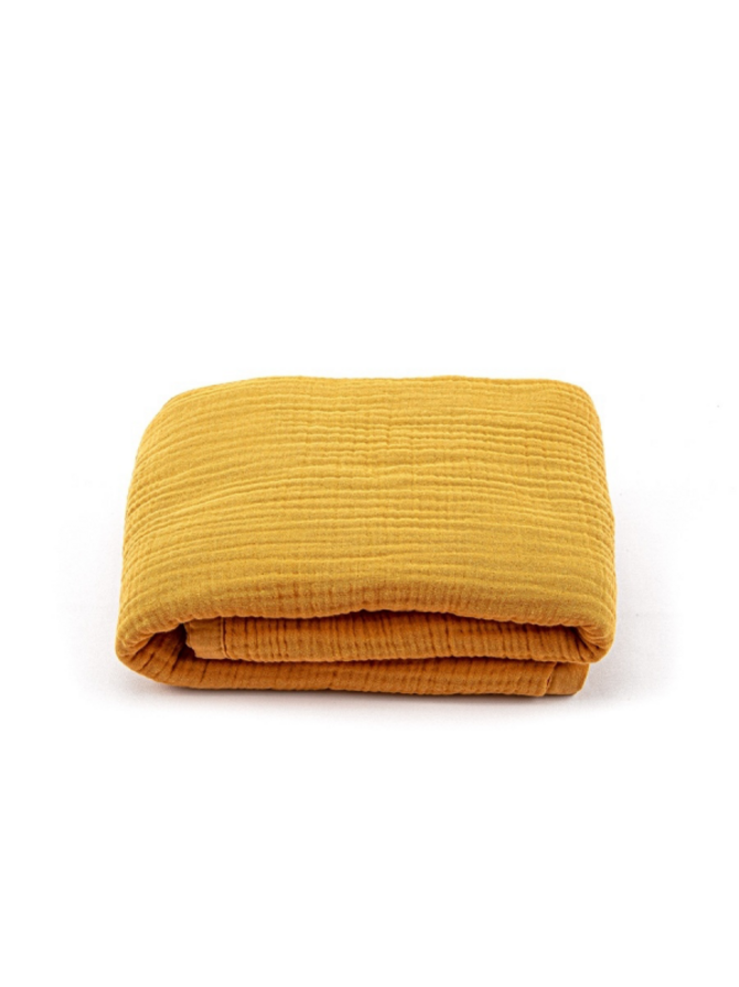 Плед из муслина однотонный Горчица