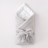 Одеяло на выписку 100х100 "Конфетти" с бантом на резинке зима Серый