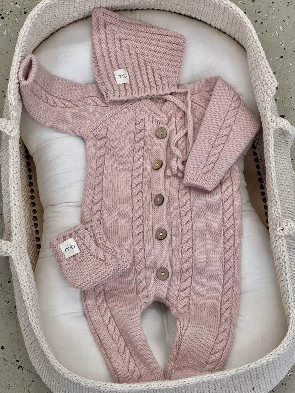 Комплект 3в1 коса (меринос) Пудровый 