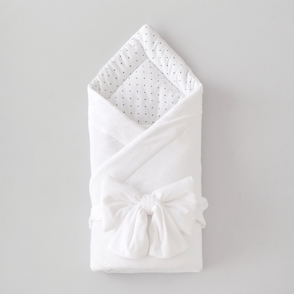 Одеяло на выписку 90х90 "Конфетти" с бантом на резинке,демисезон Белый 