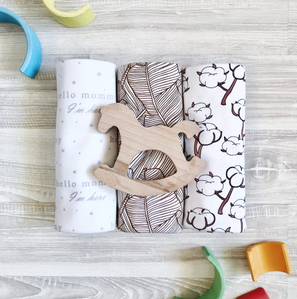 Сет из 3х пелёнок Mjölk Хлопок/Palm Tree/Hello mommy 120*85 см 