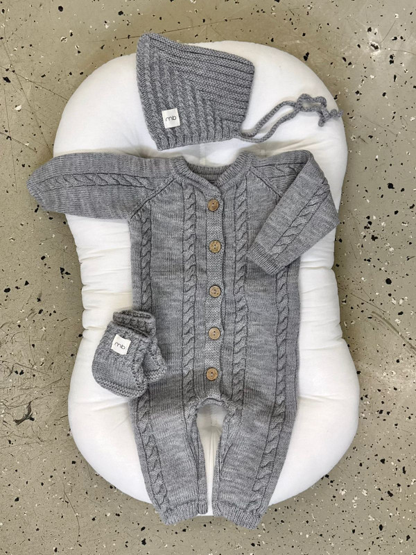 Комплект 3в1 коса (меринос) Серый