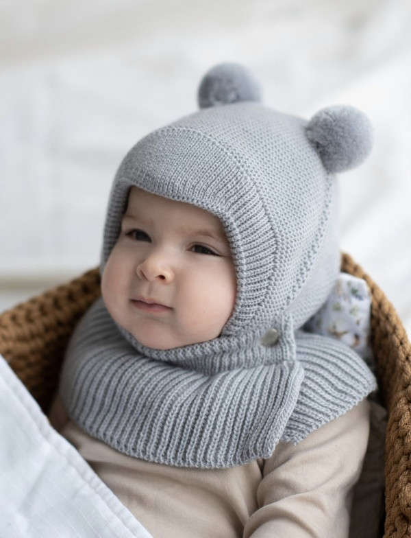 Шапка дет. "Капор Мака зима" хб подкл, утепл. Серый 