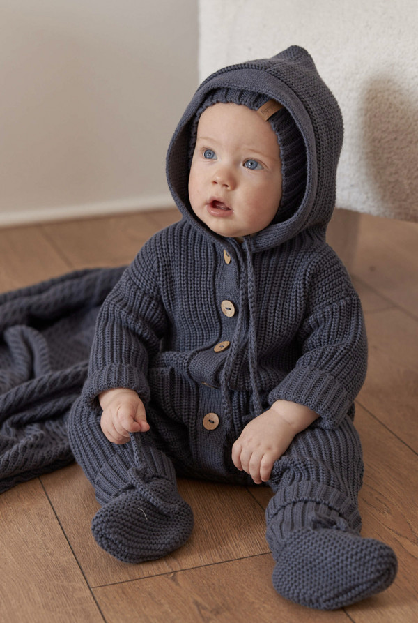 Комплект 3в1 с капюшоном из 100% органического хлопка Антрацитовый 