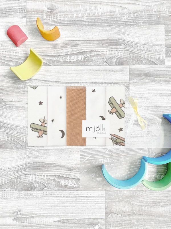 Набор платочков-слюнявчиков Mjölk Самолёты 20*20 см 