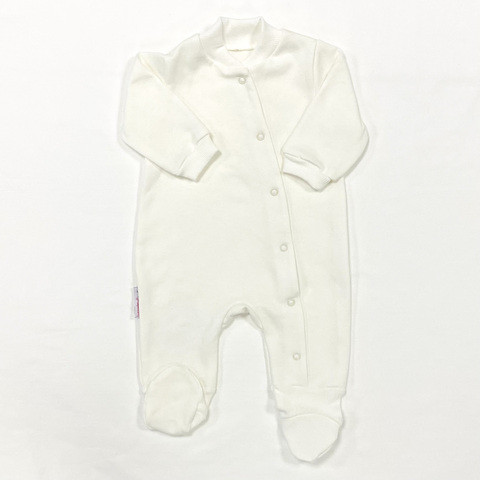 Комбинезон из футера, воротничок-стойка Молочный