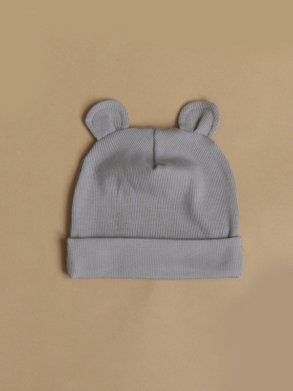 Шапочка с ушками для малыша (кашкорсе) Туман