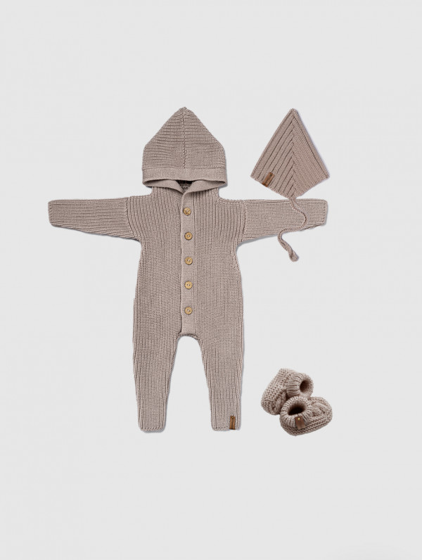 Комплект на выписку 3 в 1 с капюшоном меринос-кашемир Кофейный 