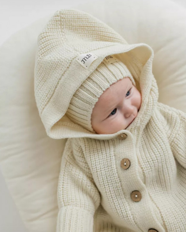 Комплект на выписку 3 в 1 с капюшоном меринос-кашемир Молочный 