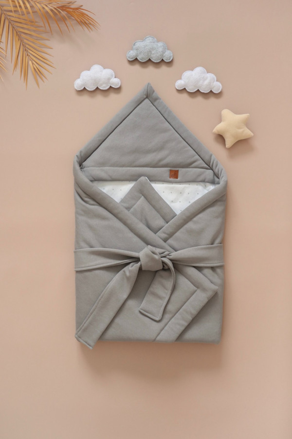 Конверт на выписку с поясом Серый 