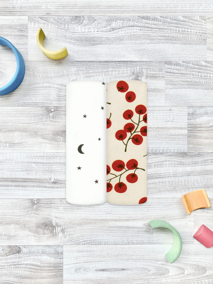 Сет из 2х пелёнок Mjölk Cherry Tomatoes/Ночное небо 120*85 см 