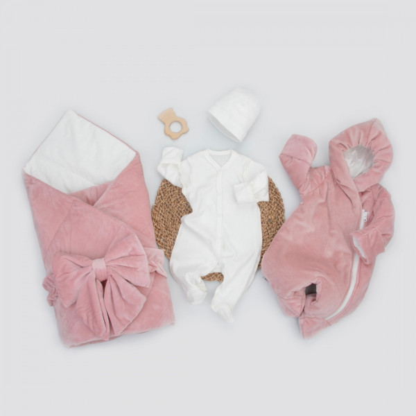 Комплект на выписку 5 предметов "Классика", демисезонный, пудра