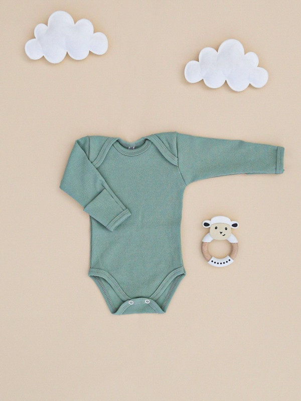 Боди с длинным рукавом (кашкорсе) Зелёный 