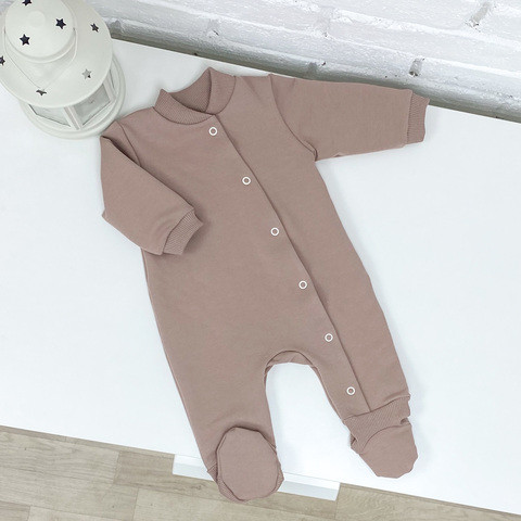 Комбинезон из футера, воротничок-стойка Бежевый