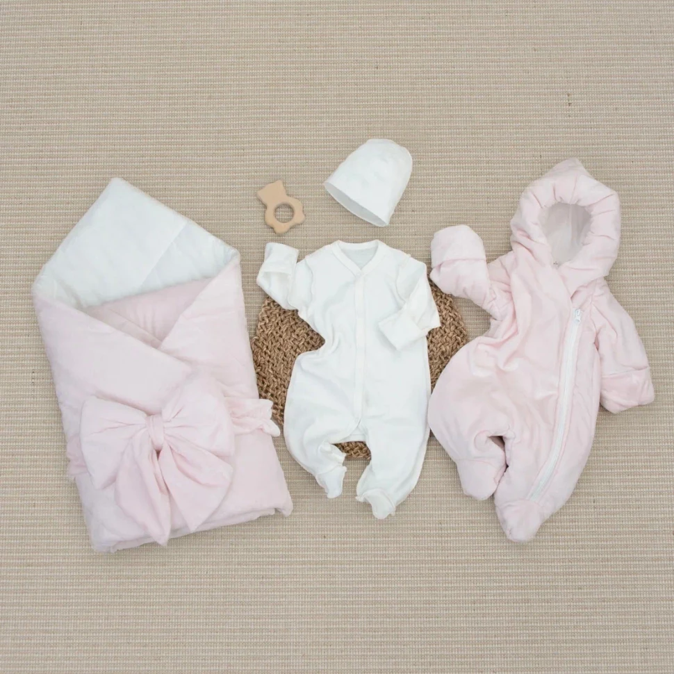 Комплект на выписку 5 предметов "Классика", демисезонный, розовый Комплект на выписку 5 предметов "Классика", демисезонный, розовый