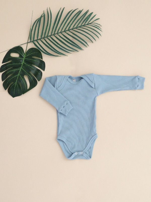 Боди с длинным рукавом (кашкорсе) Синий туман