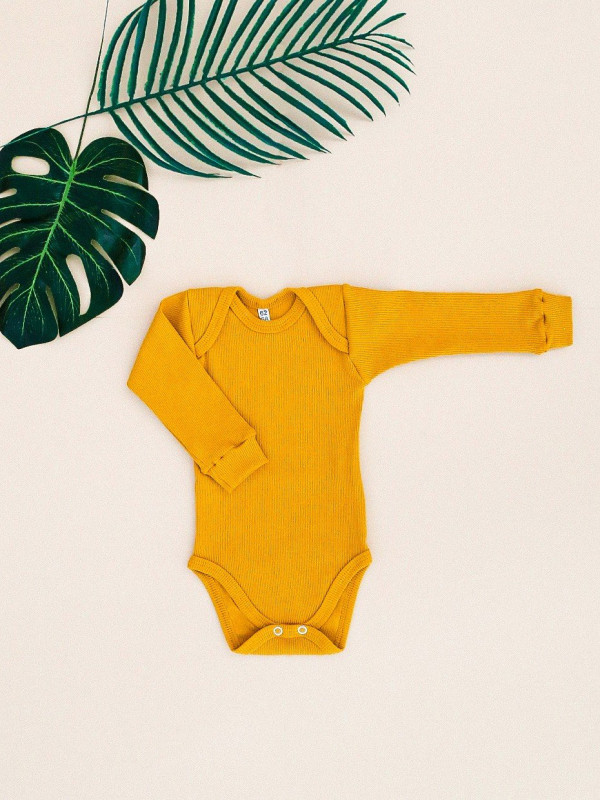 Боди с длинным рукавом (кашкорсе) Горчичный 