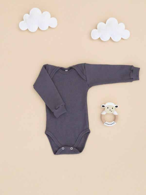 Боди с длинным рукавом (кашкорсе) Темно-серый