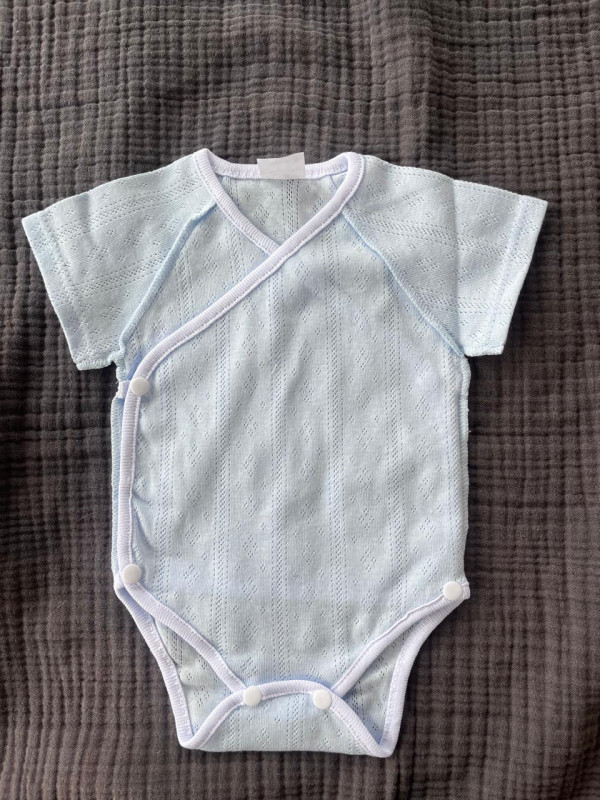 Боди короткий рукав ажур Голубой