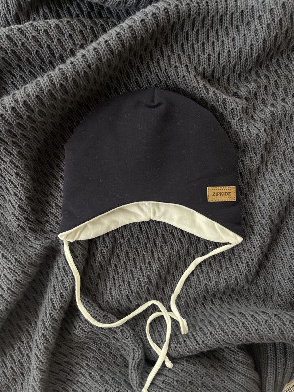 Шапочка утеплённая темно-синий демисезон 0-3 мес 