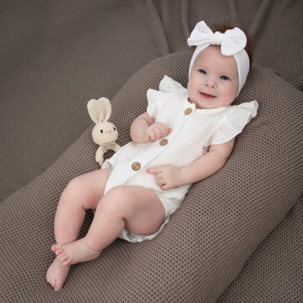 Боди с крылышками на пуговицах "Муслин", молоко