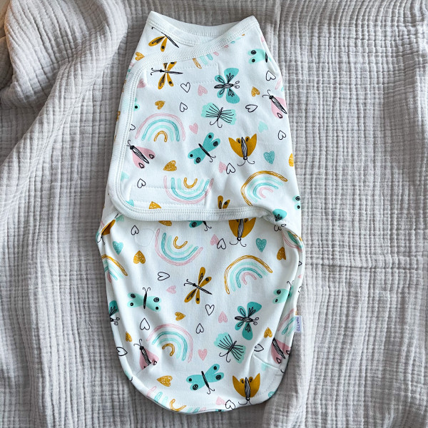 Пеленальный кокон на липучке Бабочки 