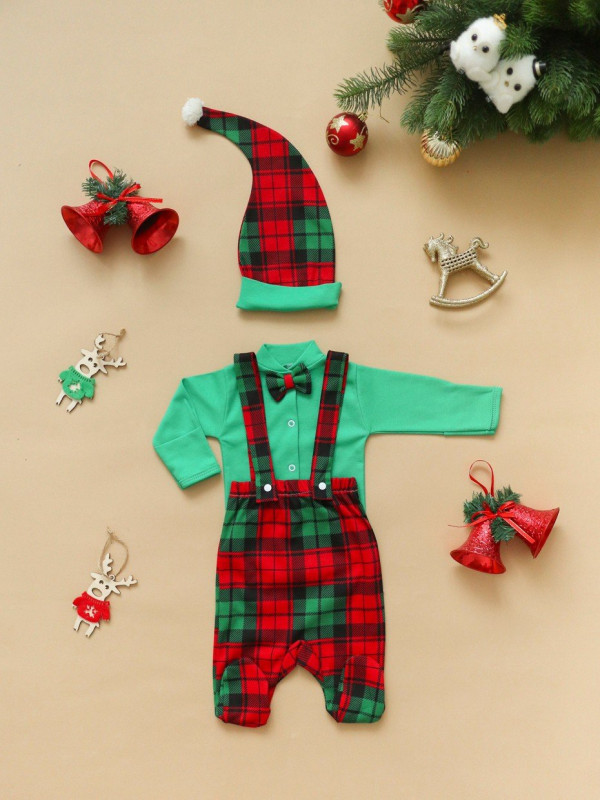 Комплект для малыша из 3-х предметов зелёный "HAPPY NEW YEAR"