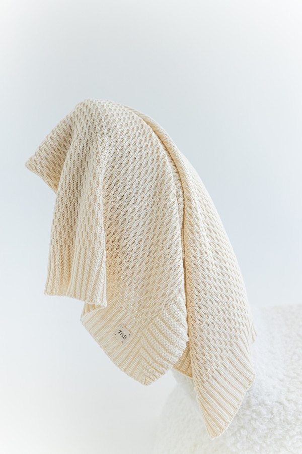 Плед мун из 100% органического хлопка 100х100 см Молочный