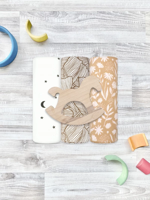 Сет из 3х пелёнок Mjölk Palm Tree/Caramel Flowers/Ночное небо 120*85 см 