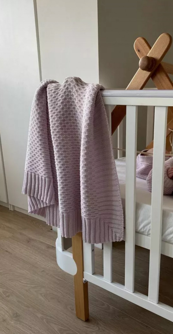  Плед мун из 100% органического хлопка 100х100 см Лавандовый