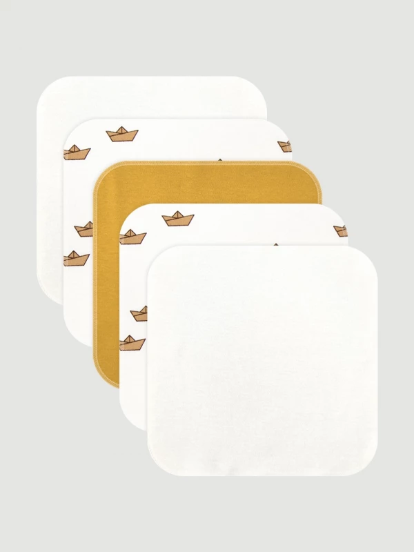 Набор платочков-слюнявчиков Mjölk Бумажные кораблики 20*20 см