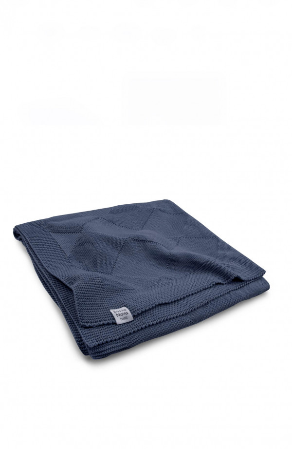 Плед вязаный Ромбы Джинс 