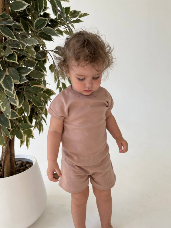 Комплект нательный 2пр (футболка+шорты) Тауп грей