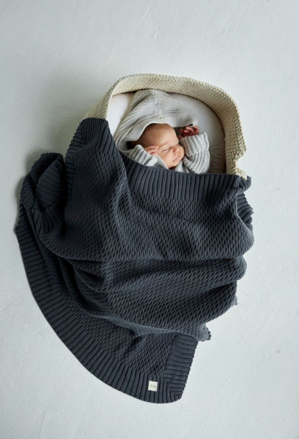 Плед мун из 100% органического хлопка 100х100 см Антрацитовый 