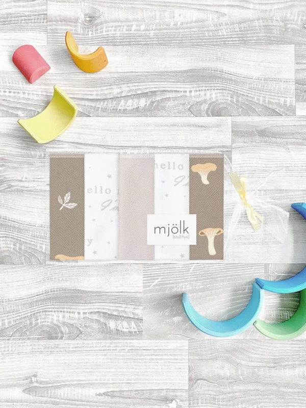 Набор платочков-слюнявчиков Mjölk Грибочки 20*20 см 