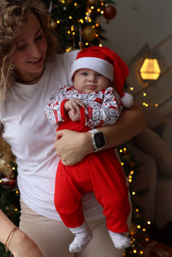 Комплект для малыша из 3-х предметов красный   "HAPPY NEW YEAR" 